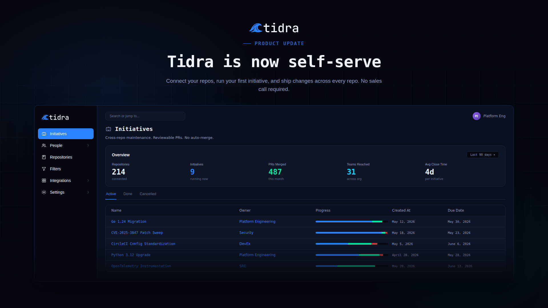 Tidra is now self-serve — start a free trial without a sales call